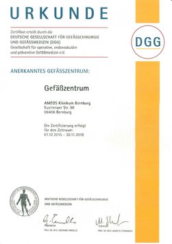 Erfolgreiche Rezertifizierung des „Gefäßzentrums Bernburg“